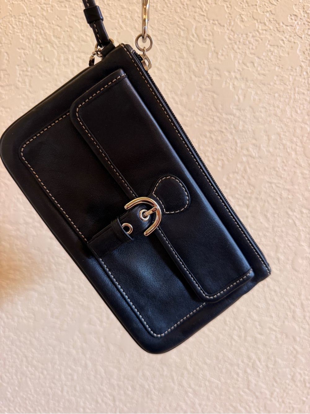 Coach Hampton Black Leather Wristlet